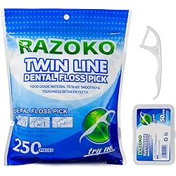 Twin-Line Dental Floss Picks High Toughness Toothpicks Sticks with Portable Cases 250Pcs
