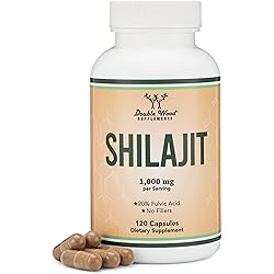 Shilajit Resin Capsules 20% Fulvic Acid Supplement 1,000mg per Serving, 120 Count No Fillers, Manufactured in The USA by Double Wood Supplements