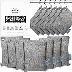 15 Pack Bamboo Charcoal Air Purifying Bag,Activated Bag Odor Absorber,Shoe Deodorizer,Smell Eliminator,Natural Pet-Friendly Freshener for Home,Car,Closet,Basement,PetsBeige, Gray