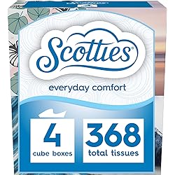 Scotties Everyday Comfort Facial Tissues, 92 Tissues per Box, 4 Pack, 92 Count Pack of 4