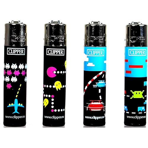 Four Clipper Refillable Butane Lighters, Classic Video Game Design 4
