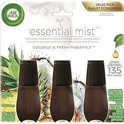 Air Wick Essential Mist Refill, 3ct, Coconut & Pineapple, Essential Oils, Air Freshener, Diffuser Not Included