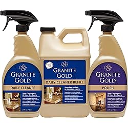 Granite Gold Daily Cleaner 24 Oz 64 Oz Value Pack and Polish 24 Oz Bundle For Granite, Quartz, Marble, Travertine, and Natural Stone Countertops