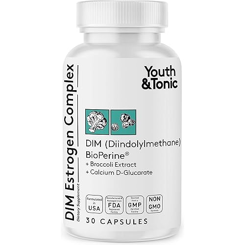 DIM BioPerine for Estrogen Metabolism Support | Women and Men Hormone Balance with Excess Estrogen Blocker | Diindolylmethane Supplement