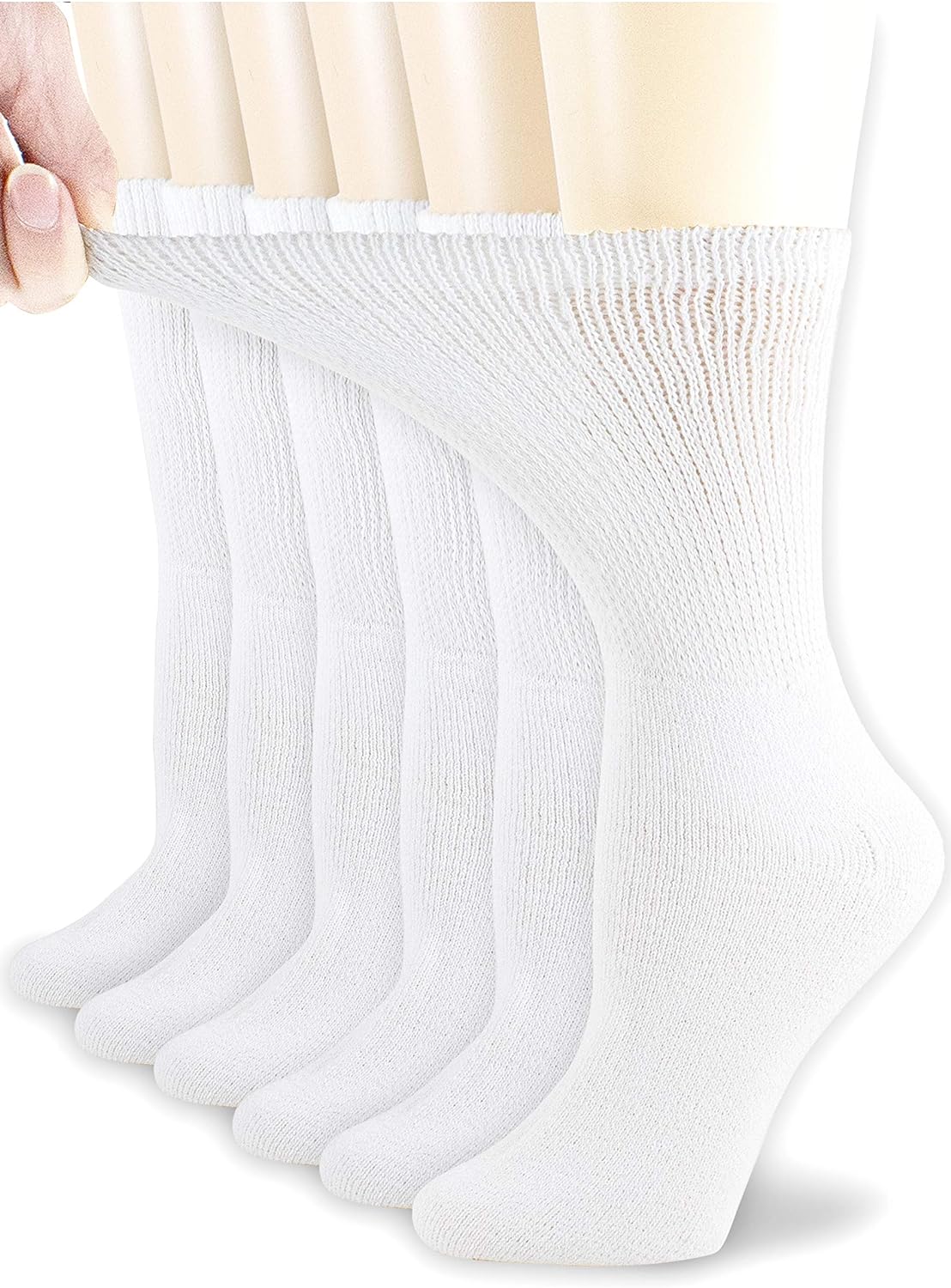 Diabetic Cotton Womens Crew Socks Health Circulatory Physicians Approved Non Binding Top 6 Pack 9-11