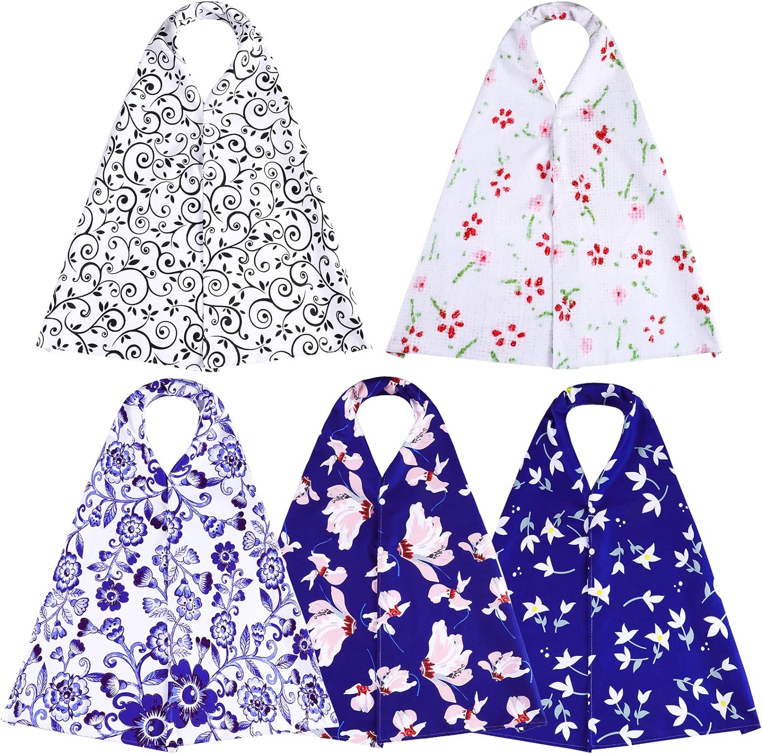 5 Pack Adult Bib Dining Scarf Washable and Reusable Adult Bibs for Women Food Clothing Protectors