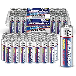 ACDelco 40-Count AA Batteries, Maximum Power Super Alkaline Battery, 10-Year Shelf Life, Reclosable Packaging, Blue