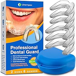 Night Guards for Teeth Grinding-Mouth Guard for Clenching Teeth at Night-Mouth Guard for Teeth Grinding-Night Guard with Retainer for Bruxism, Tmj Relief & Jaw Clenching Relief-Pack of 6 with 2 Sizes