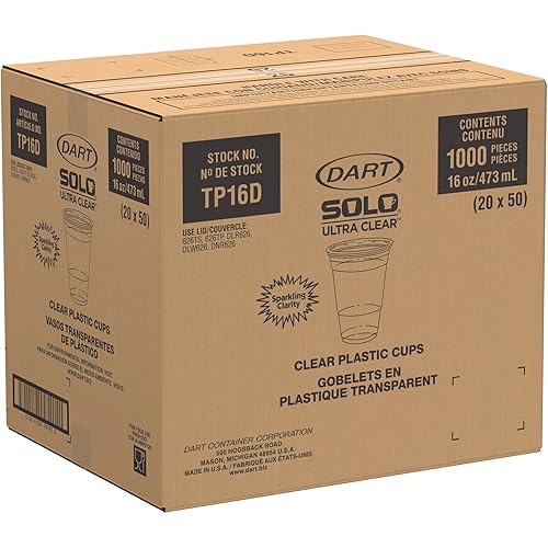 Solo Ultra Clear 16 Oz Plastic Cold Cup, TP16D 1,000 Count