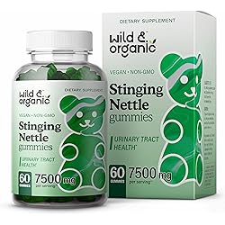 Wild & Organic Stinging Nettle Root Gummies - Daily Herbal Supplements for Cleansing, Heart Support, Allergy & Pain Relief - Potent 10:1 Natural Extract Formula - Vegan & Non-GMO - 7500mg, 60 Count