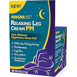 MagniLife Relaxing Leg Cream PM, Deep Penetrating Topical for Pain and Restless Leg Syndrome Relief, Naturally Soothe Cramping, Discomfort, and Tossing with Lavender and Magnesium - 4oz