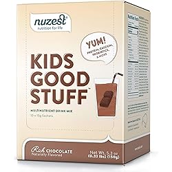 Rich Chocolate Kids Good Stuff by Nuzest - Multivitamin Drink, Rich Chocolate, 10 Count