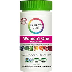 Rainbow Light Women’s One Multivitamin Provides High Potency Immune Support with Vitamin C, D & Zinc, Non-GMO, Vegetarian – 150 Tablets 5 Month Supply