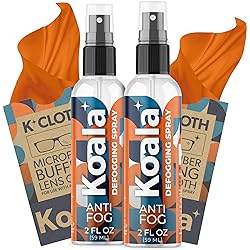 Koala Anti Fog Spray for Glasses | USA Made | 4 Ounces 2 Microfiber Buffing Cloths | Carefully Engineered Anti-Fog Kit | Safe for all Lenses
