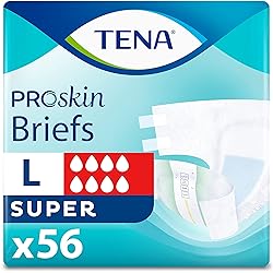 TENA ProSkin Unisex Incontinence Adult Diapers, Maximum Absorbency, Large, 56 Count 4 Packs of 14