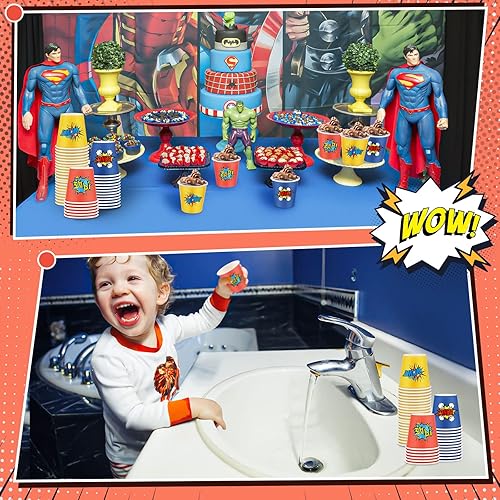 600 Pack 3oz Hero Paper Cups Hero Disposable Paper Bathroom Cups Hero Themed Party Small Mouthwash Cups for Party Birthday Baby Shower Party Supplies Favor