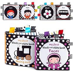 High Contrast Black and White Interactive Crinkle Soft Book Bundle for Infant Baby First Cloth Book Set Soft Activity