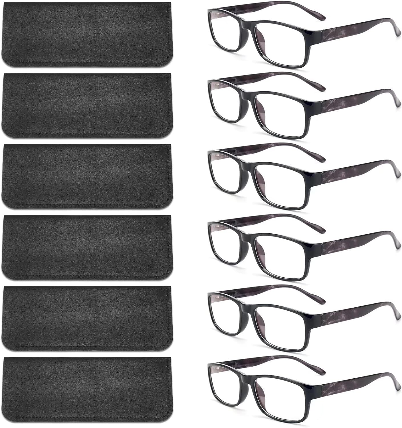 BLS BLUES Reading Glasses for WomenMen Blue Light Blocking, Fashion Readers Anti Eye StrainMigraine Eyeglasses 6 PacksCase
