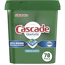Cascade Complete Dishwasher Pods, ActionPacs Dishwasher Detergent, Fresh Scent, 78 Count