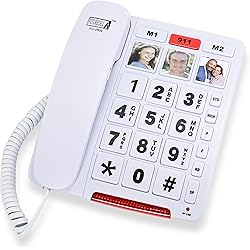 Future Call FC-2804 Big Button Phone for Seniors | 3 Picture Keys and Speakerphone | Amplified Telephones for Hearing Impaired Seniors 40db wExtra Long 12' Cord | Simple Landline Phones for Seniors