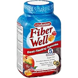 Vitafusion Sugar-Free Fiber Well Gummies Peach, Strawberry, Blackberry , 90 CT Pack of 3