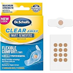 Dr. Scholl's ClearAway Wart Remover with Duragel Technology, 9ct Clinically Proven Wart Removal of Common Warts with Discreet Thin and Flexible Cushions, Optimal for Fingers and Toes