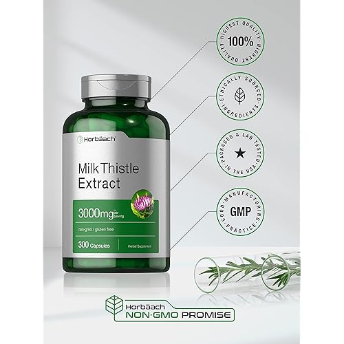 Milk Thistle Extract | 3000mg | 300 Capsules | Non-GMO, Gluten Free Supplement | by Horbaach