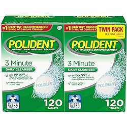 Polident 3 Minute, Antibacterial Denture Cleanser 120 ea Pack of 2