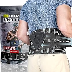 BLITZU Back support belt for men and women. Lumbar support, Sciatica pain relief, anterior pelvic tilt, waist support back brace for weight lifting. Breathable with Adjustable Support Straps Size M