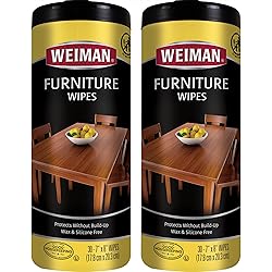 Weiman Wood Cleaner and Polish Wipes - 2 Pack - For Cleaning Furniture, to Beautify and Protect, No Build-Up, Contains Ultra Violet Protection, Pleasant Scent, Surface Safe - 30 Count