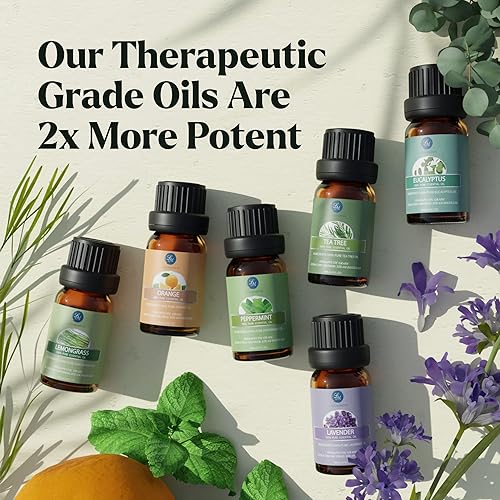 Essential Oils Set - Top 6 Organic Blends for Diffusers, Home Care, Candle Making, Fragrance, Aromatherapy, Humidifiers, Gifts - Peppermint, Tea Tree, Lavender, Eucalyptus, Lemongrass, Orange 10mL