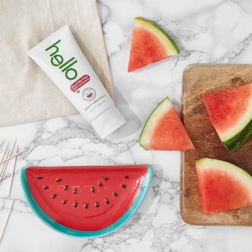 Hello Natural Watermelon Flavor Kids Fluoride Free Toothpaste and Mouthwash, Vegan, Alcohol Free, SLS Free, Gluten Free, 4.2 Ounce Toothpaste Tubes Pack of 2, 16 Fl Oz Mouthwash Bottle