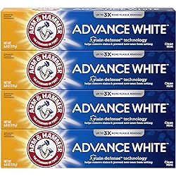 Arm & Hammer Advance White Toothpaste, Clean Mint Flavor, Stain Defense Technology, 6.0oz 4-Pack