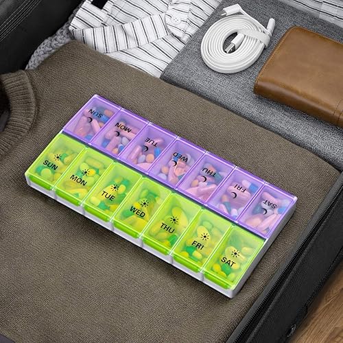 DANYING Extra Large Pill Organizer 2 Times a Day, XL Weekly Pill Box, AM PM Pill Case, Pill Container 7 Day, Vitamin Case Twice a Day