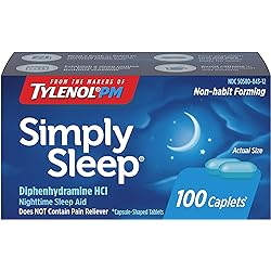 Simply Sleep Nighttime Sleep Aid Caplets with 25 mg Diphenhydramine HCl, Non-Habit Forming, 100 ct