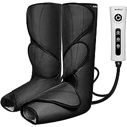 CINCOM Leg Massager for Foot Calf Air Compression Leg Wraps with Portable Handheld Controller - 2 Modes & 3 Intensities Black