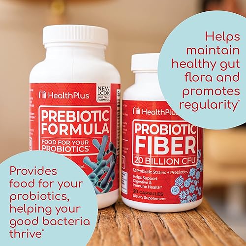 Health Plus Prebiotic Formula 180 Capsules60 Servings & Probiotic Fiber 30 Capsules30 Servings Bundle