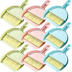 WUWEOT 9 Pack Small Broom and Dustpan Set, Clean Dust Pans with Brush, Hand Whisk Broom and Snap-on Dustpan Set with Hanger Hole