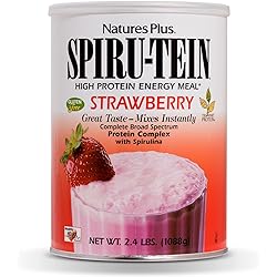 NaturesPlus SPIRU-TEIN Shake - Strawberry - 2.4 lbs, Spirulina Protein Powder - Plant Based Meal Replacement, Vitamins & Minerals for Energy - Vegetarian, Gluten-Free - 32 Servings