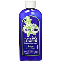 Squeaky Cheeks Cooling Body and Foot Powder 5oz | Organic Talc-Free and All Natural Powder | Active Formula | Minty Fresh Scent With Essential Oils | Effective Relief From Chafing Sweat and Odor