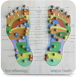 Foot Massager and Reflexology Tool - Hand Crafted Massage Board for Heel and Foot Pain Relief - Complete Body Targeting Acupressure Foot Mat with Chart Can Reduce Stress, Aches and Plantar Fasciitis