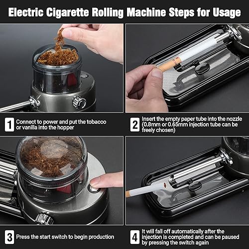 COOL KNIGHT Electric Cigarette Rolling Machine, Portable Tobacco Injector Machine can Grind Filled with Herb, Tobacco, etc. Suitable for Cigarette Tubes and Rolling Papers