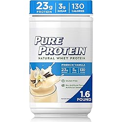 Pure Protein Powder, Natural Whey, High Protein, Low Sugar, Gluten Free, French Vanilla, 1.6 lbs