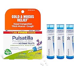 Boiron Pulsatilla 30C Homeopathic Medicine for Relief from Cold, Nasal Congestion, Thick Mucus, and Cough - 3 Count 240 Pellets