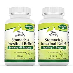 Terry Naturally Stomach & Intestinal Relief 2 Pack - 75 mg Licorice, 3.5% Glabridin - 60 Vegan Capsules - Soothing Stomach & Intestinal Support Supplement - Non-GMO, Gluten-Free - 60 Servings