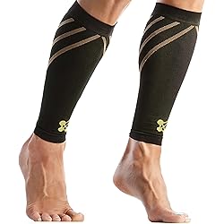 CopperJoint Calf Compression Sleeves for Men & Women - Leg Sleeve and Shin Splints Support - Ideal for Leg Cramp Relief, Varicose Veins, Running - 20-30mmHg Copper Infused Nylon Large