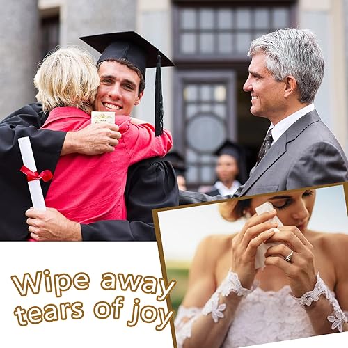 100 Pack Wedding Tissues Packs for Guests Dry Those Happy Tears Tissues, Pocket Size, 3 Ply Travel Tissues Packs for Party Ceremony Graduation Wedding Favors for Guests