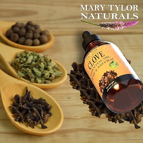 Clove Essential Oil 4 oz, Premium Therapeutic Grade, 100% Pure and Natural, Perfect for Aromatherapy, and Much More by Mary Tylor Naturals