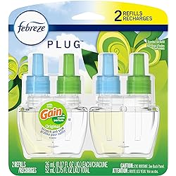 Febreze Plug in Air Freshener and Odor Eliminator, Scented Oil Refill, Gain Original Scent, 0.87 Fl Oz Pack of 2