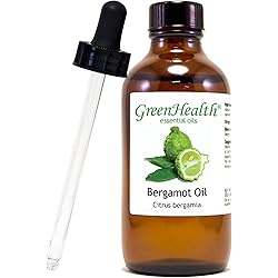 Bergamot Essential Oil - 4 fl oz 118 ml Glass Bottle wGlass Dropper – 100% Pure Essential Oil - GreenHealth